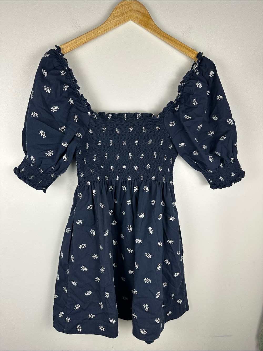 Hill House The Athena Babydoll Nap Dress Navy Floral Jaquard Sz S - Picture 6 of 7
